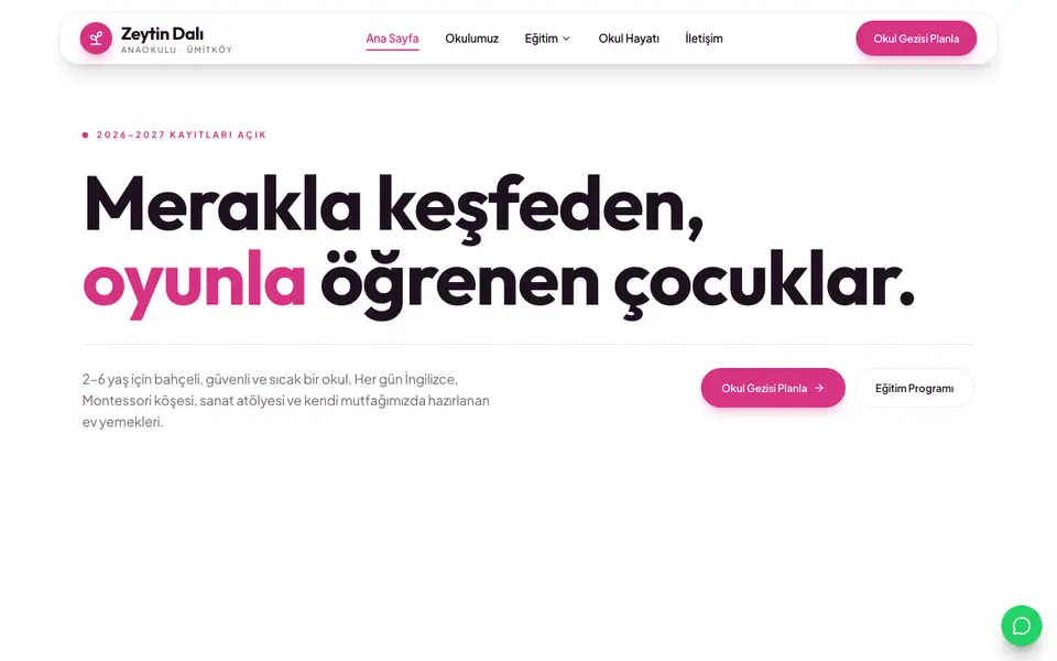 Anaokulu · Canlı şablonu