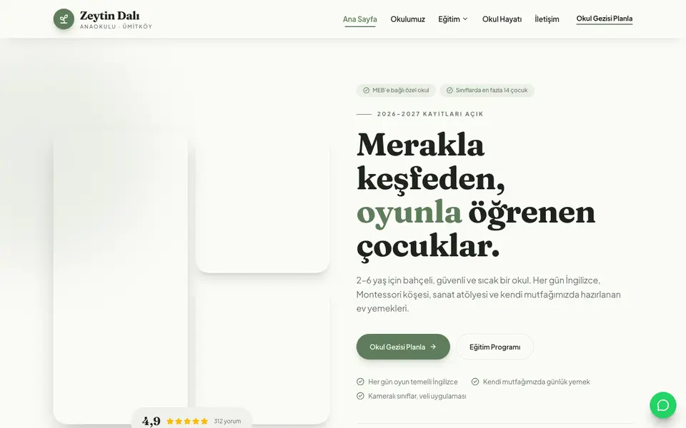 Anaokulu · Doğal şablonu