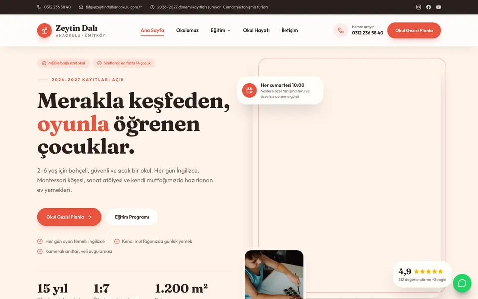 Anaokulu web sitesi şablonu