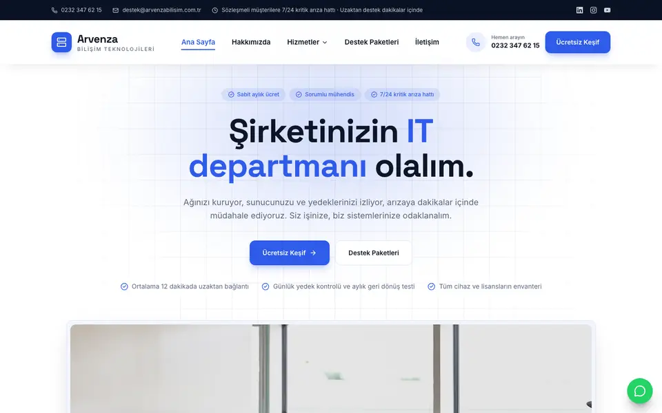 Bilişim Hizmetleri web sitesi şablonu