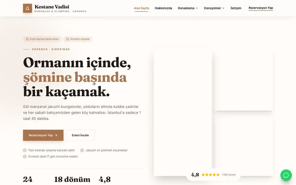 Bungalov & Glamping · Atölye şablonu