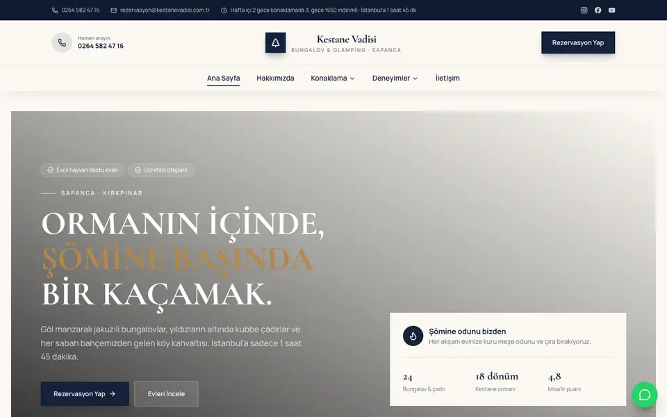Bungalov & Glamping · Elit şablonu