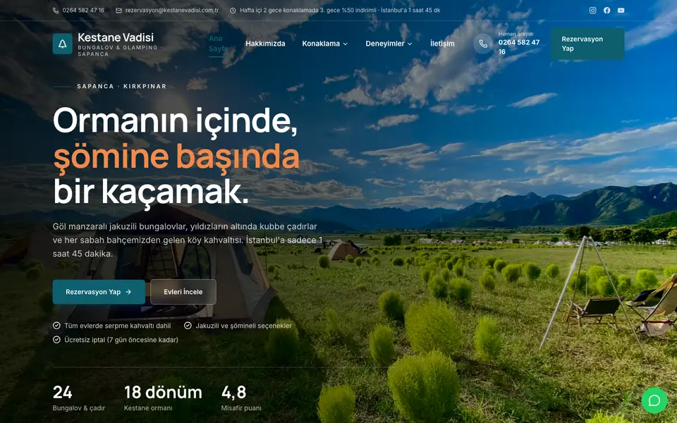 Bungalov & Glamping · Kurumsal şablonu