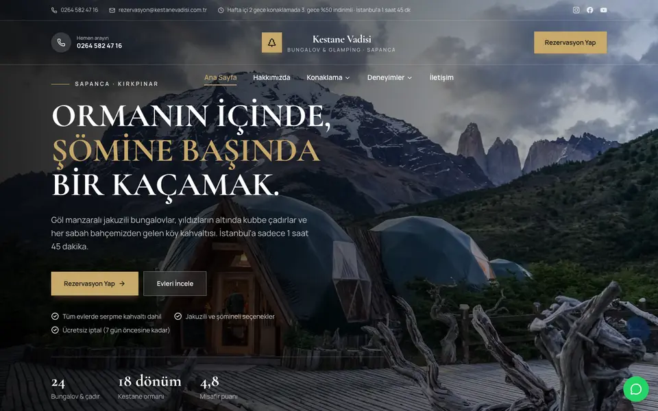 Bungalov & Glamping · Lüks şablonu