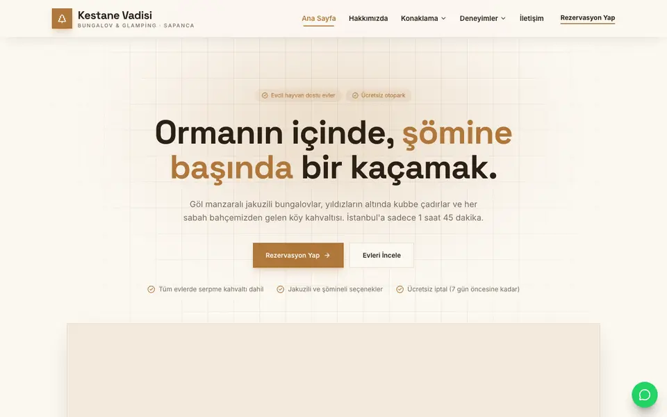 Bungalov & Glamping · Minimal şablonu