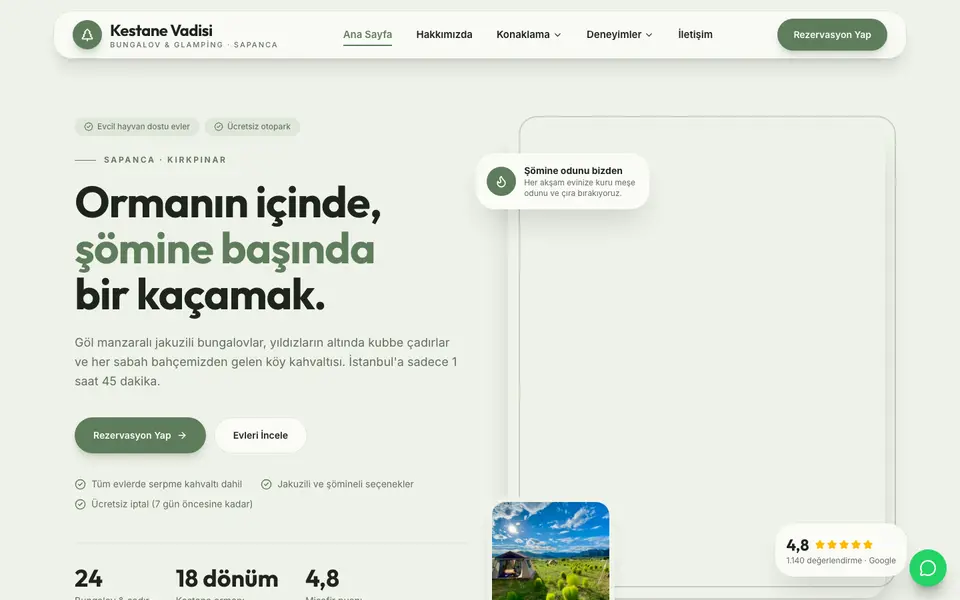 Bungalov & Glamping · Modern şablonu