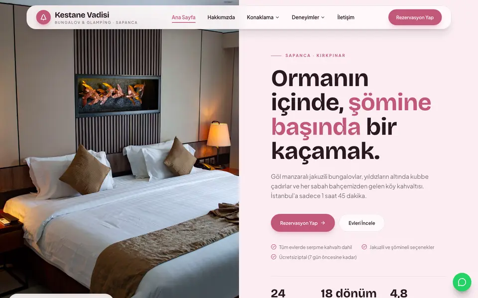 Bungalov & Glamping · Pastel şablonu
