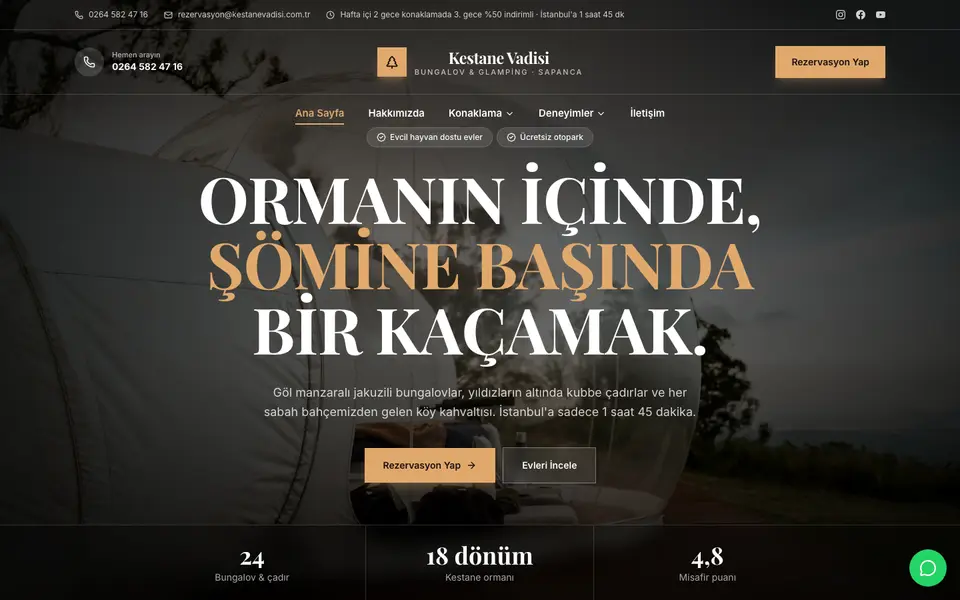 Bungalov & Glamping · Prestij şablonu