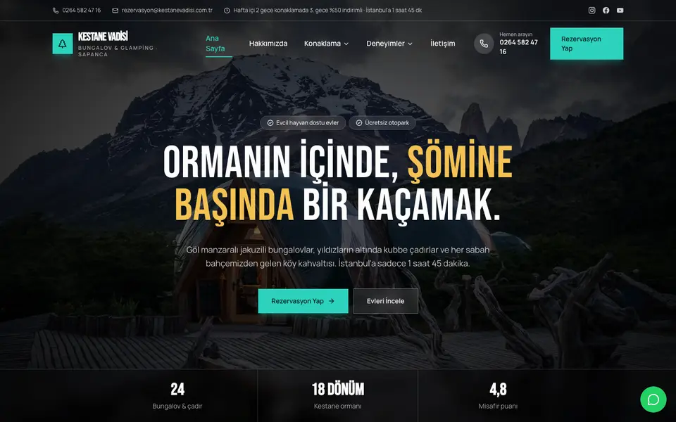 Bungalov & Glamping · Sinema şablonu