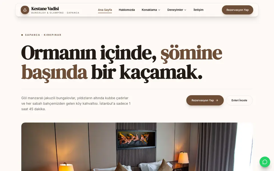 Bungalov & Glamping · Vitrin şablonu