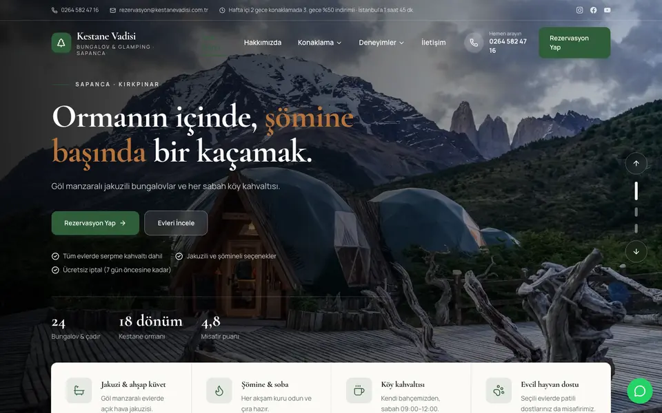 Bungalov & Glamping web sitesi şablonu