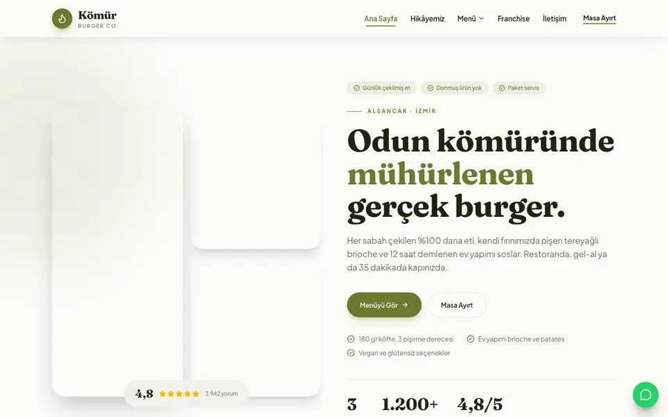 Burger & Fast Casual · Doğal şablonu
