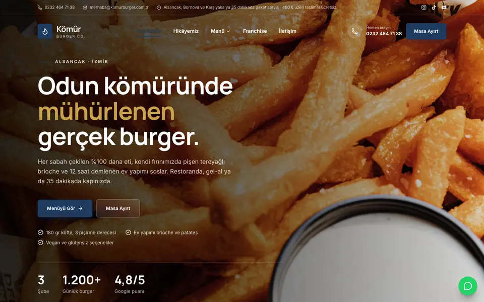 Burger & Fast Casual · Kurumsal şablonu