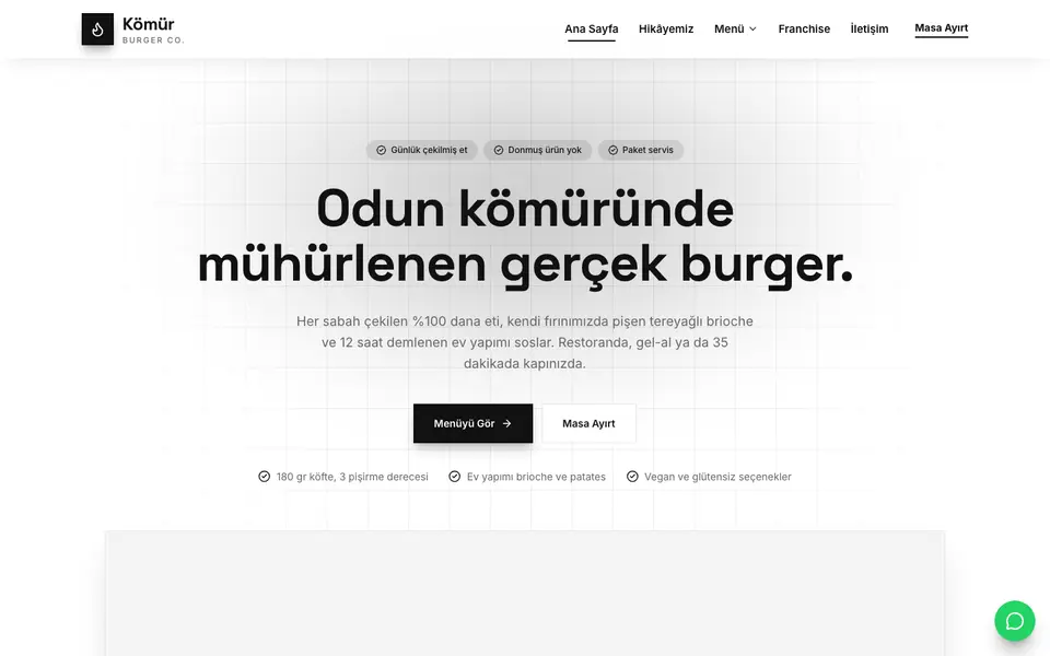 Burger & Fast Casual · Minimal şablonu
