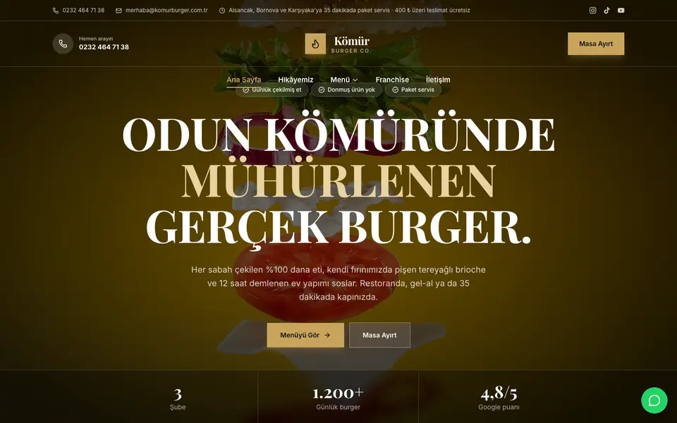 Burger & Fast Casual · Prestij şablonu