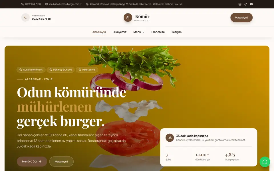 Burger & Fast Casual · Zarif şablonu