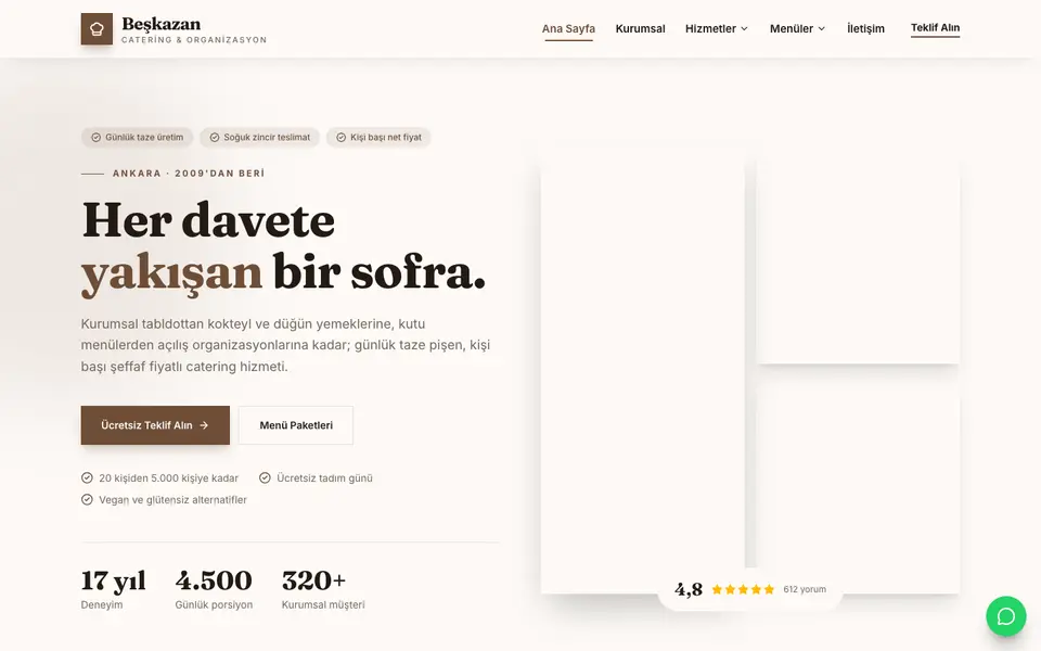 Catering · Atölye şablonu