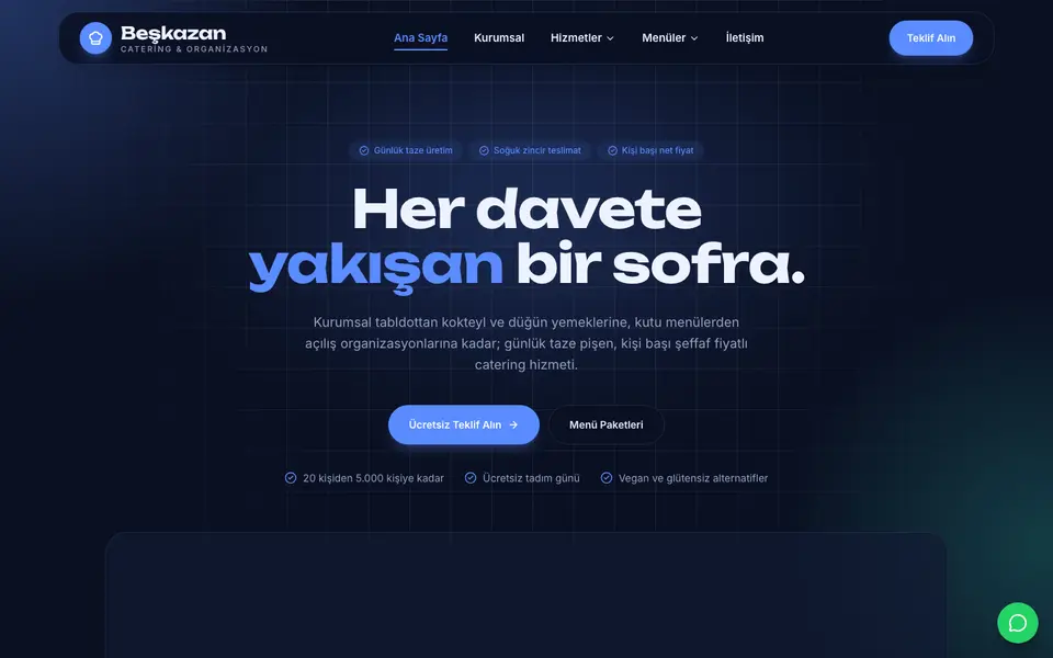 Catering · Cam şablonu