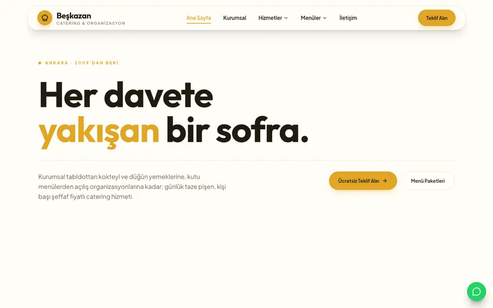 Catering · Canlı şablonu