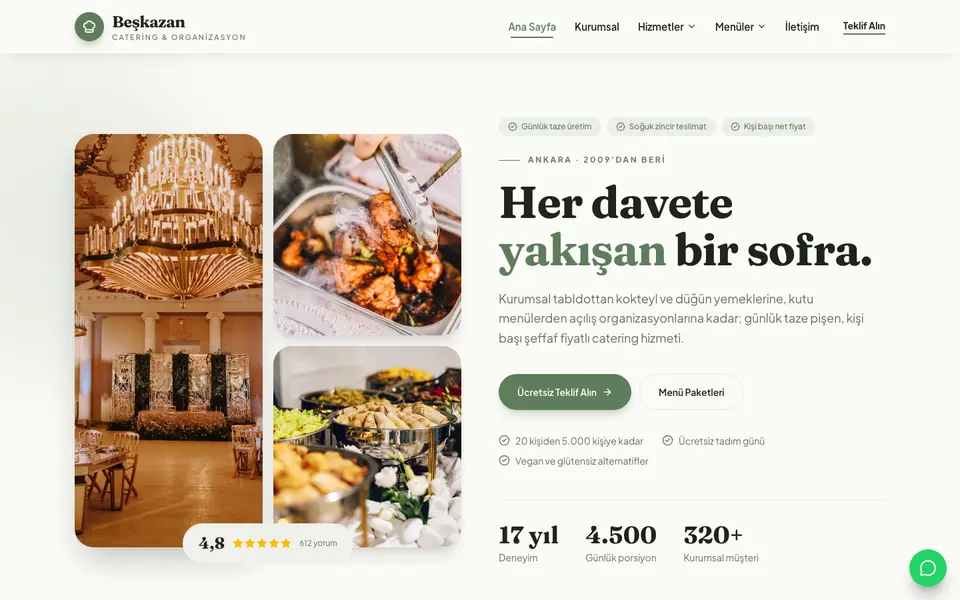 Catering · Doğal şablonu