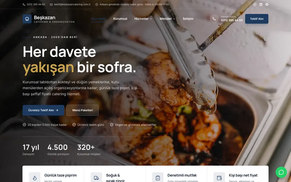 Catering · Kurumsal şablonu