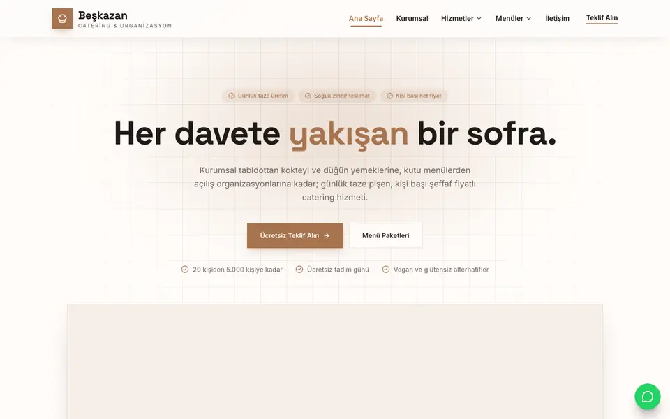 Catering · Minimal şablonu