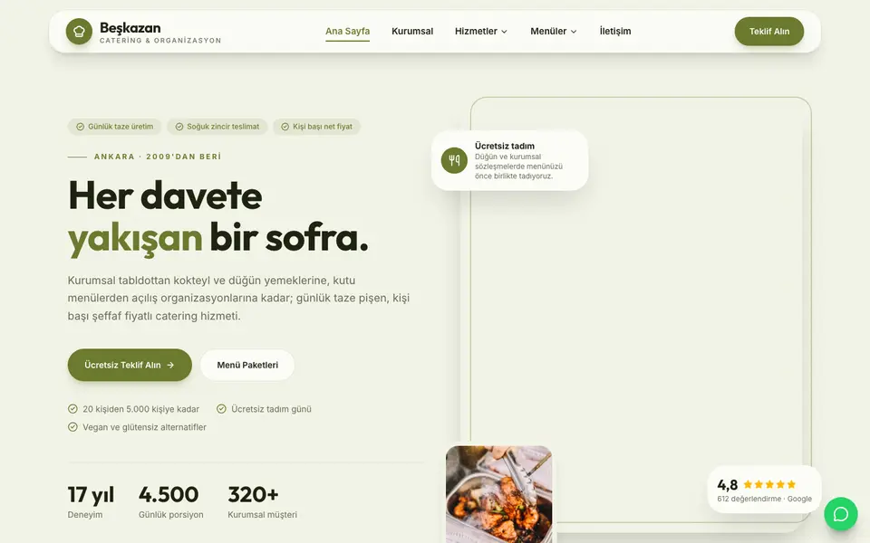 Catering · Modern şablonu