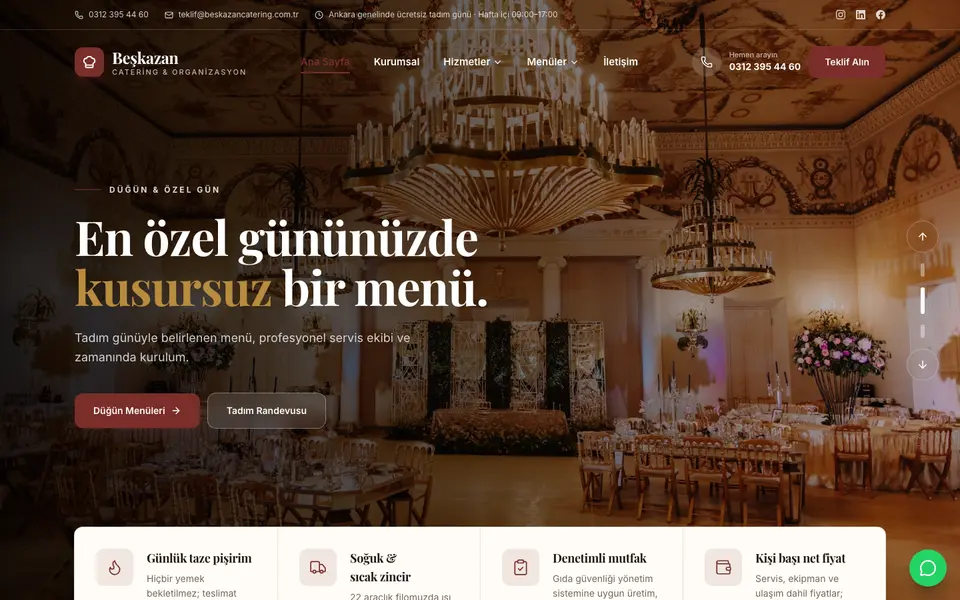 Catering web sitesi şablonu