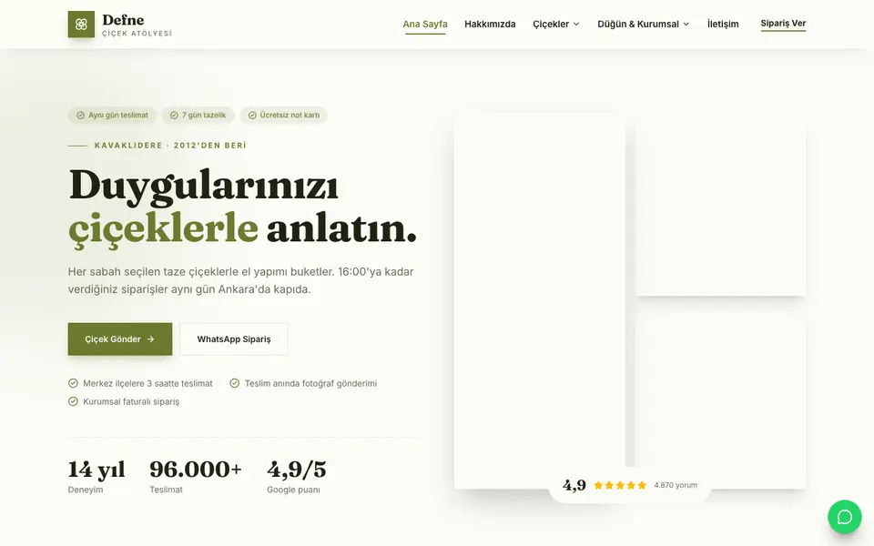 Çiçekçi · Atölye şablonu