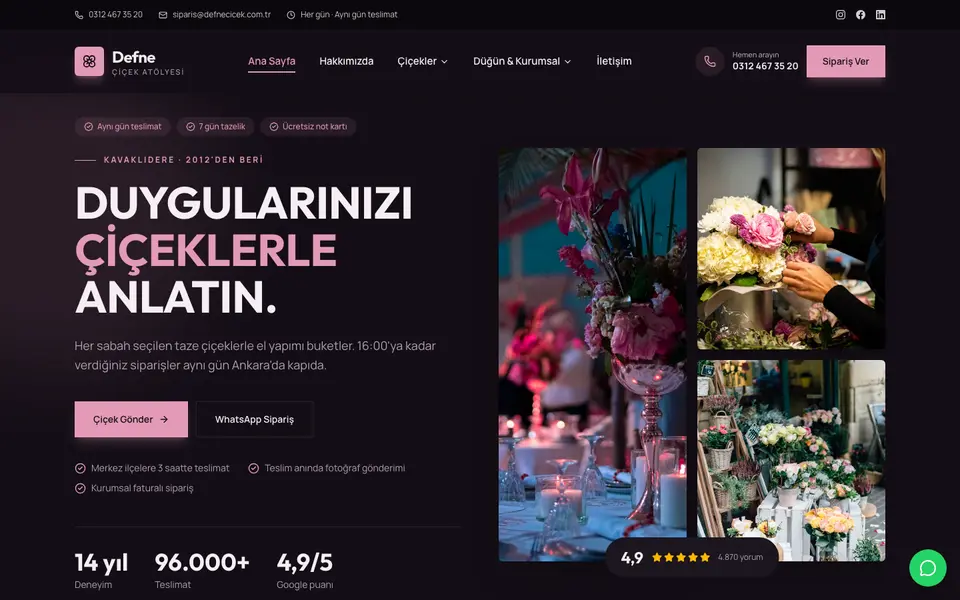 Çiçekçi · Cesur şablonu