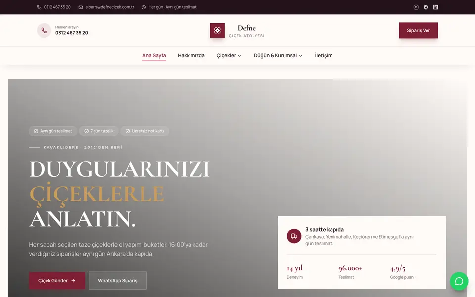 Çiçekçi · Elit şablonu