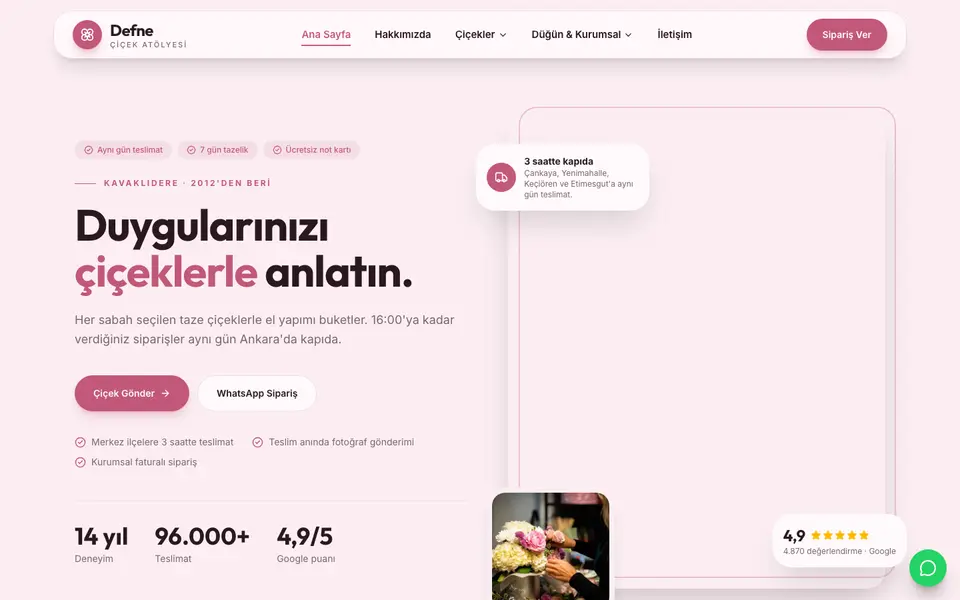 Çiçekçi · Modern şablonu