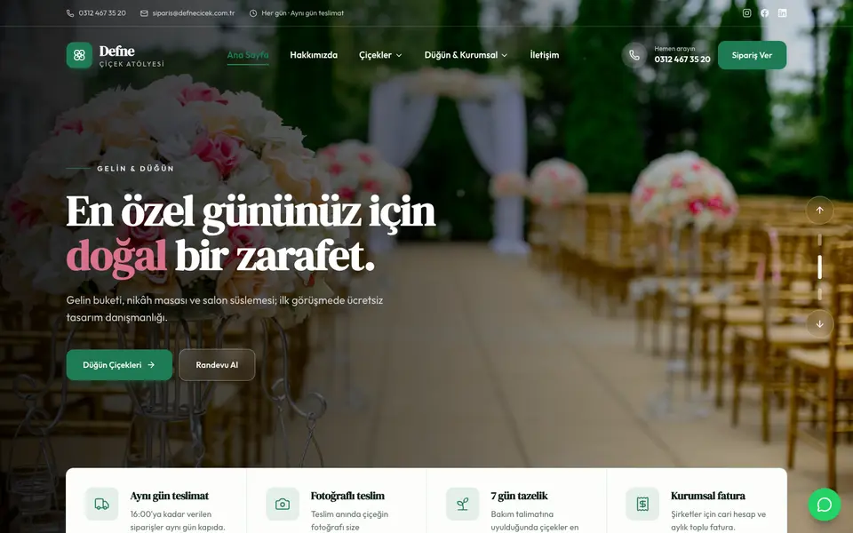Çiçekçi web sitesi şablonu