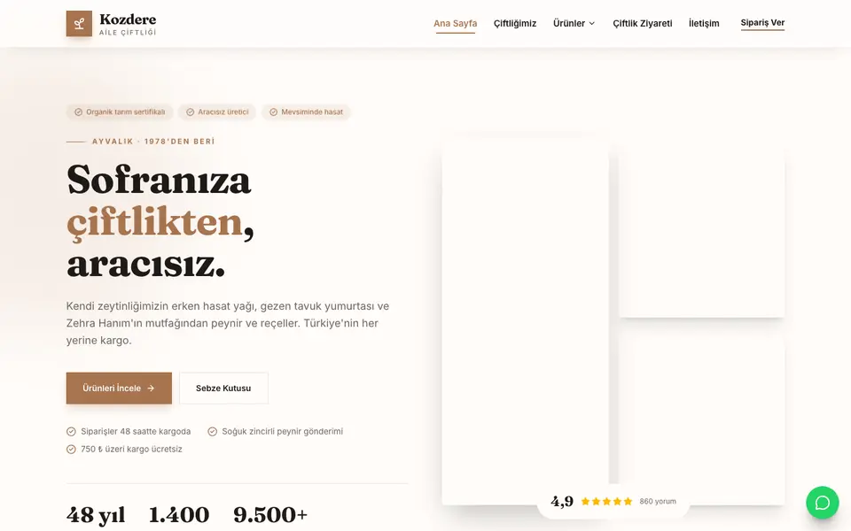 Çiftlik & Organik Ürünler · Atölye şablonu