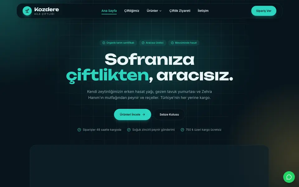 Çiftlik & Organik Ürünler · Cam şablonu