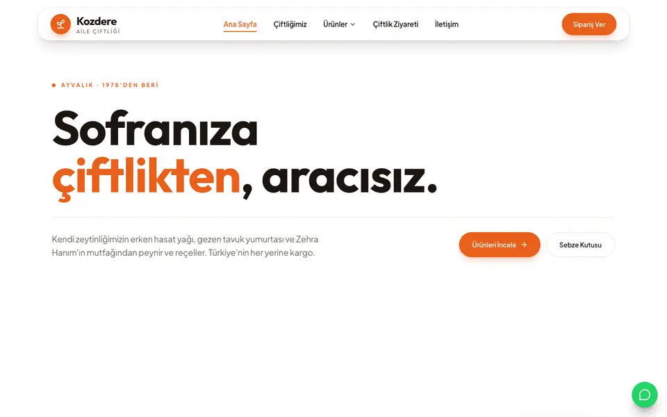 Çiftlik & Organik Ürünler · Canlı şablonu