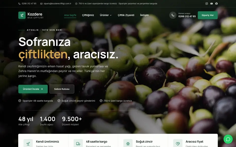 Çiftlik & Organik Ürünler · Kurumsal şablonu