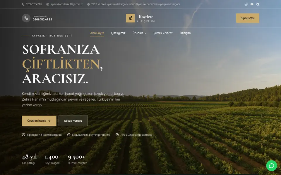 Çiftlik & Organik Ürünler · Lüks şablonu