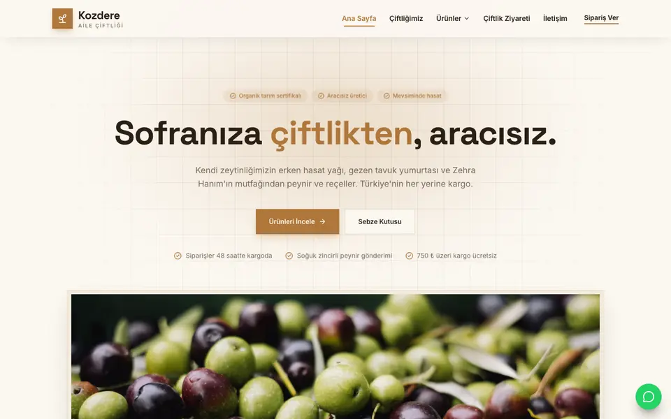 Çiftlik & Organik Ürünler · Minimal şablonu