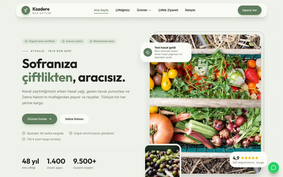 Çiftlik & Organik Ürünler · Modern şablonu