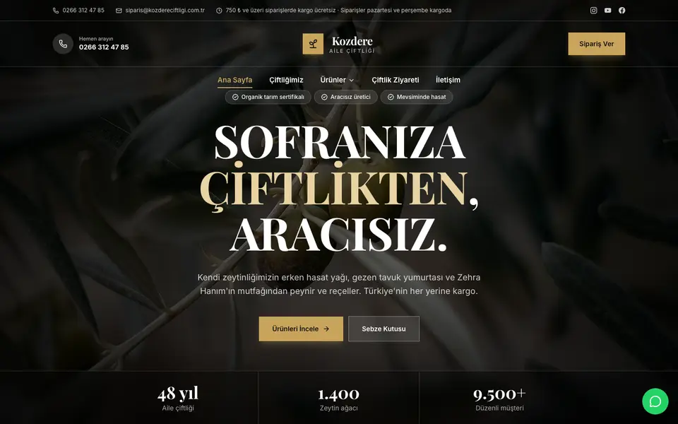 Çiftlik & Organik Ürünler · Prestij şablonu