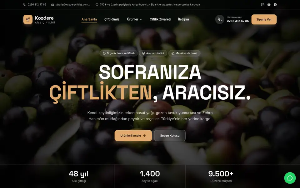 Çiftlik & Organik Ürünler · Sahne şablonu