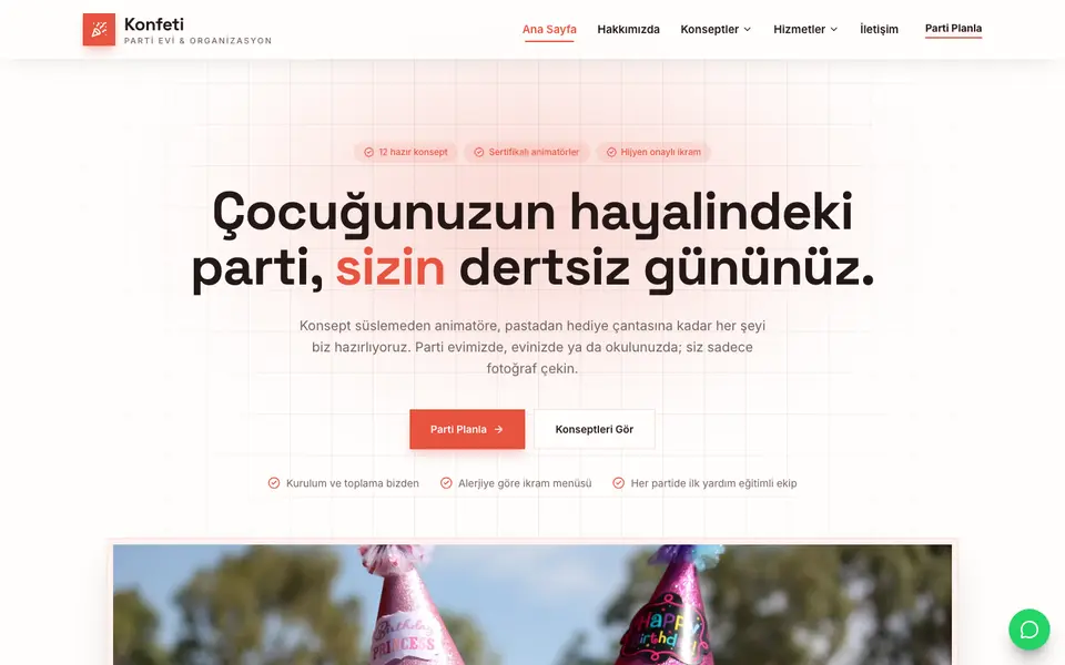 Çocuk Partisi · Minimal şablonu
