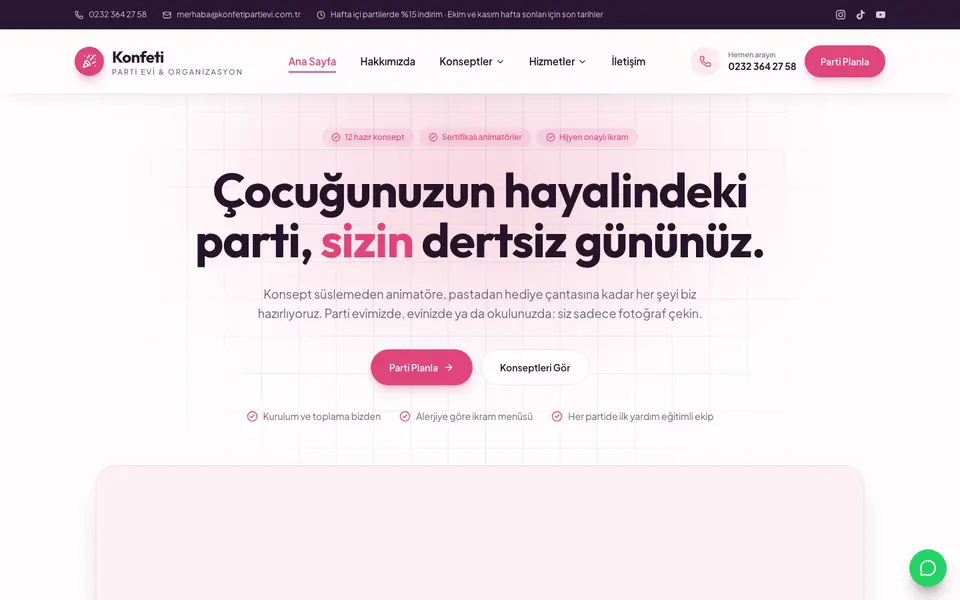 Çocuk Partisi web sitesi şablonu