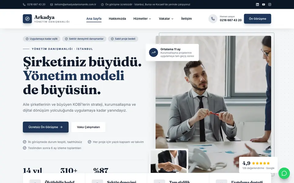 Yönetim Danışmanlığı web sitesi şablonu