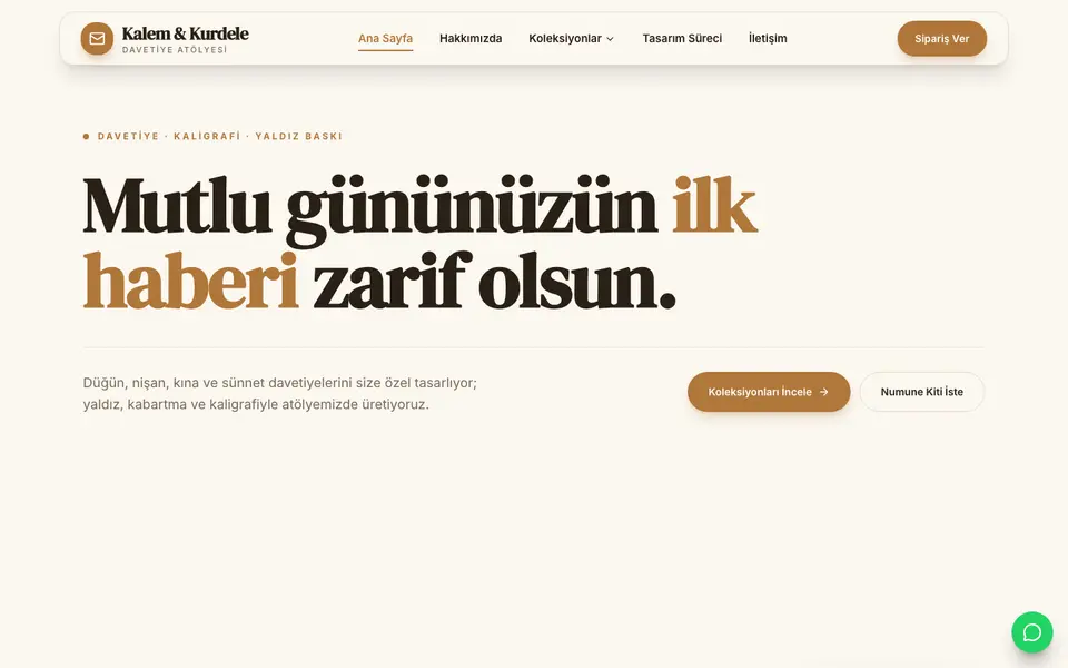 Davetiye · Vitrin şablonu