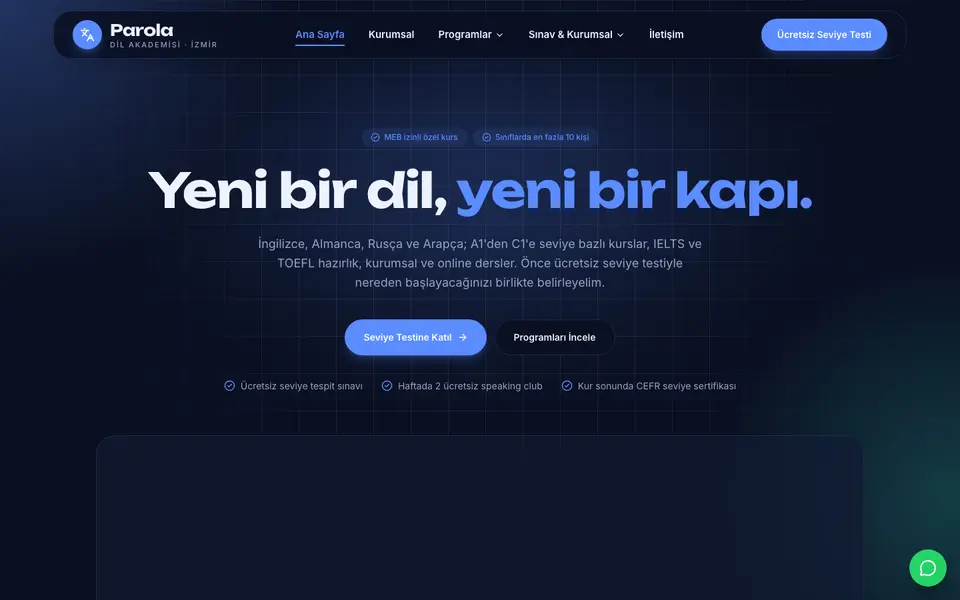 Dil Okulu · Cam şablonu