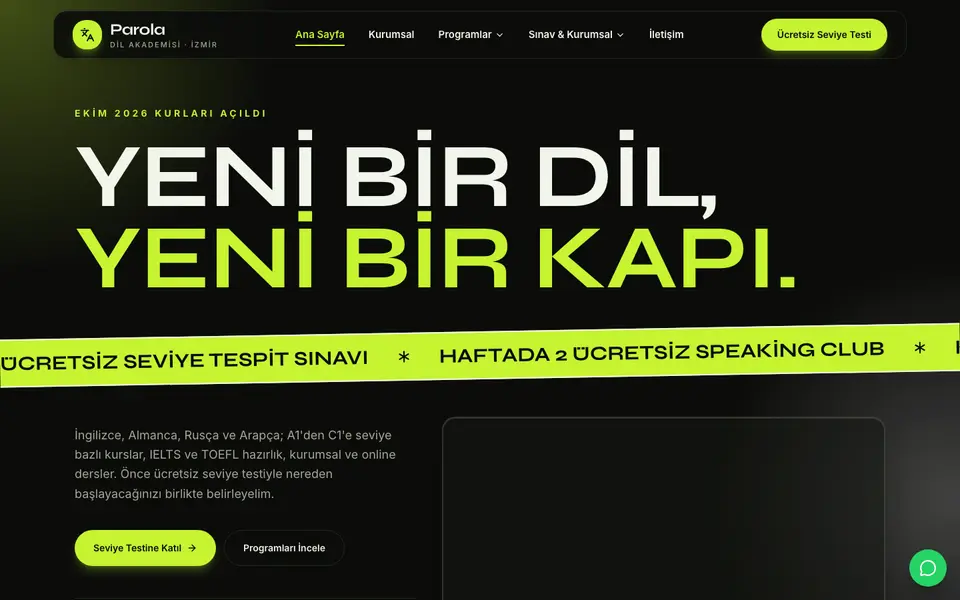 Dil Okulu · Neon şablonu
