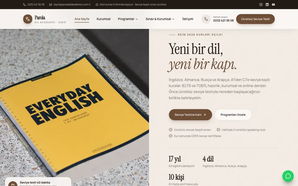 Dil Okulu · Retro şablonu