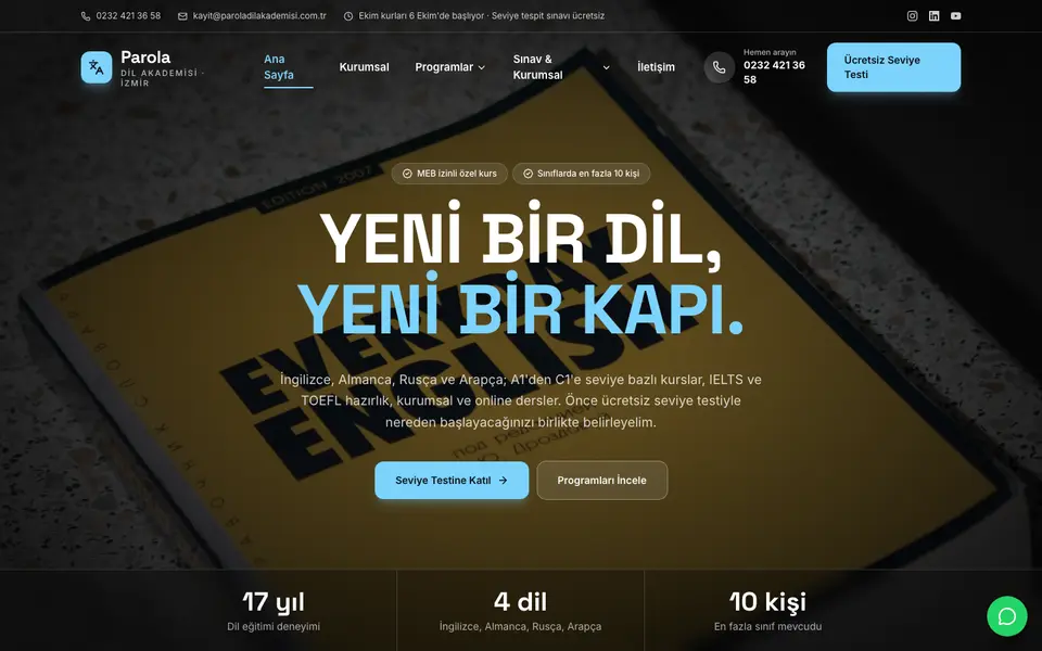 Dil Okulu · Sahne şablonu